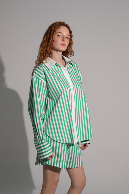 Green stripes summer short