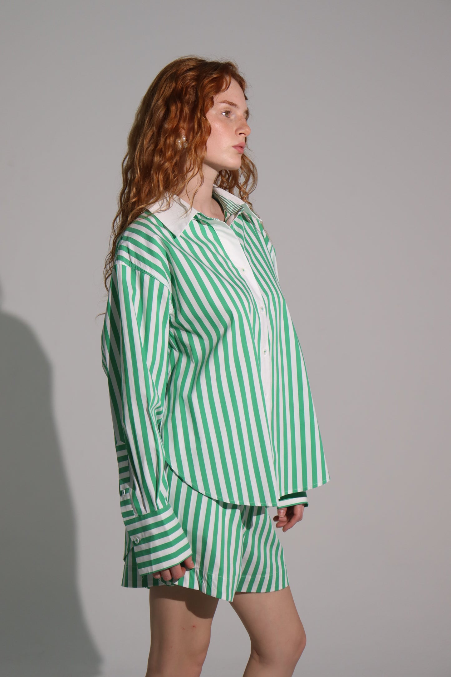 Green stripes summer short