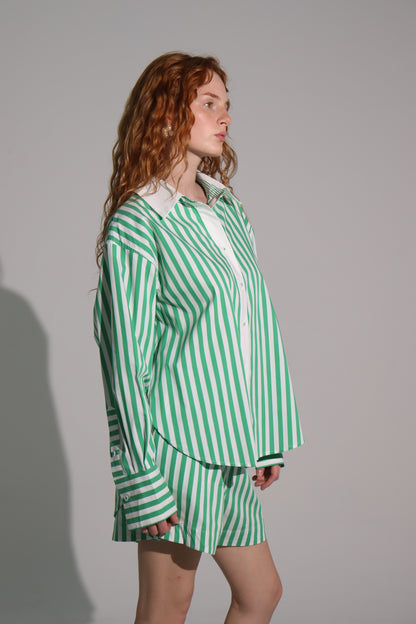 Green stripes summer short