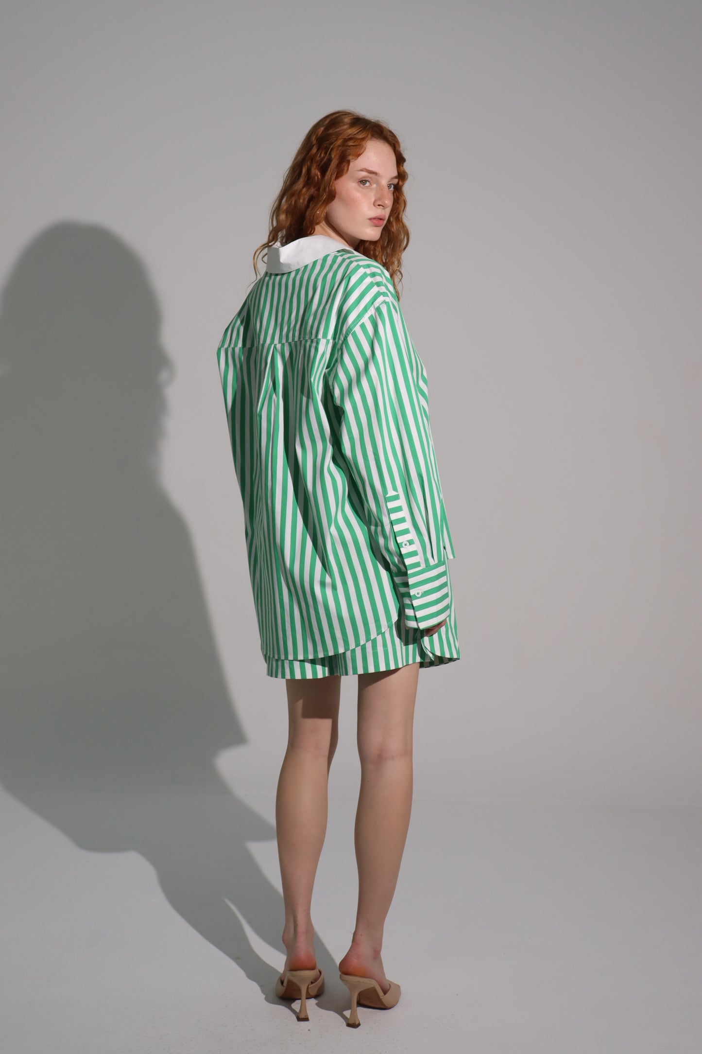 Green stripes summer short