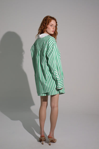 Green stripes summer short