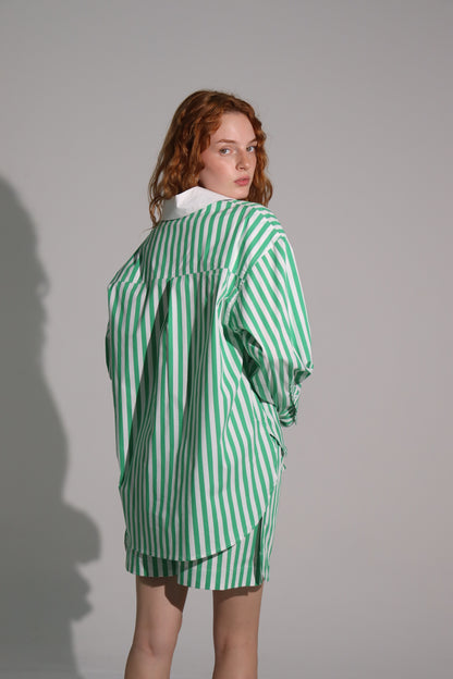 Green stripes summer short