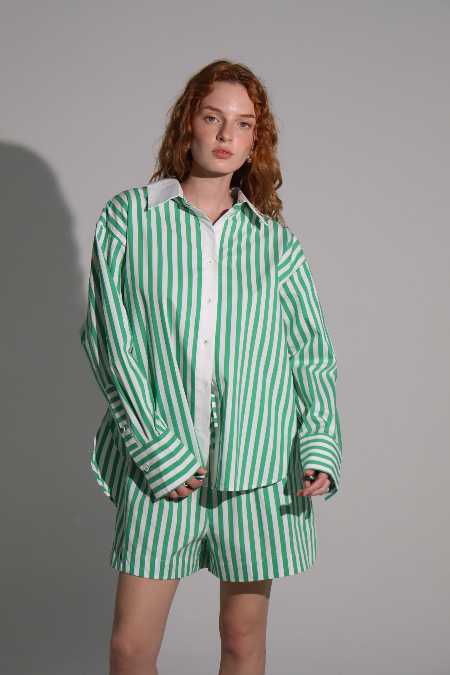 Green stripes summer short