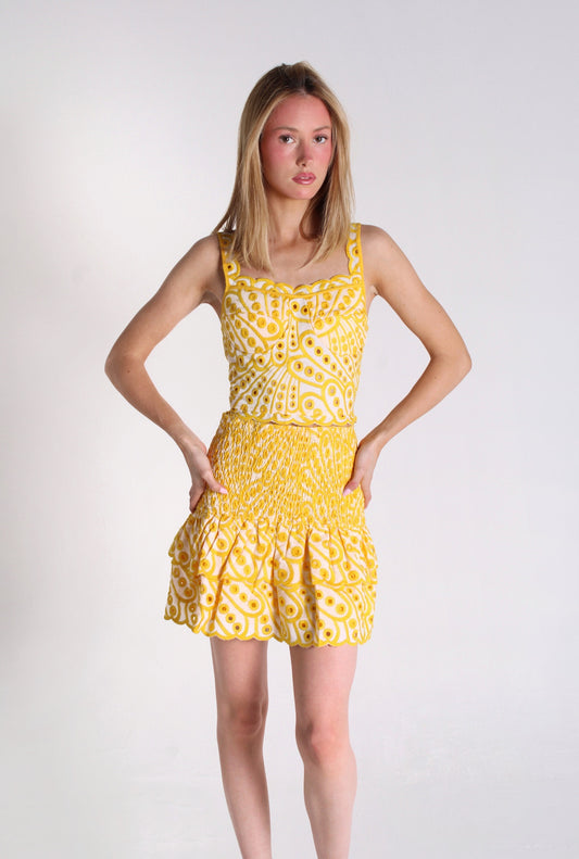 Yellow Top And Skirt Set