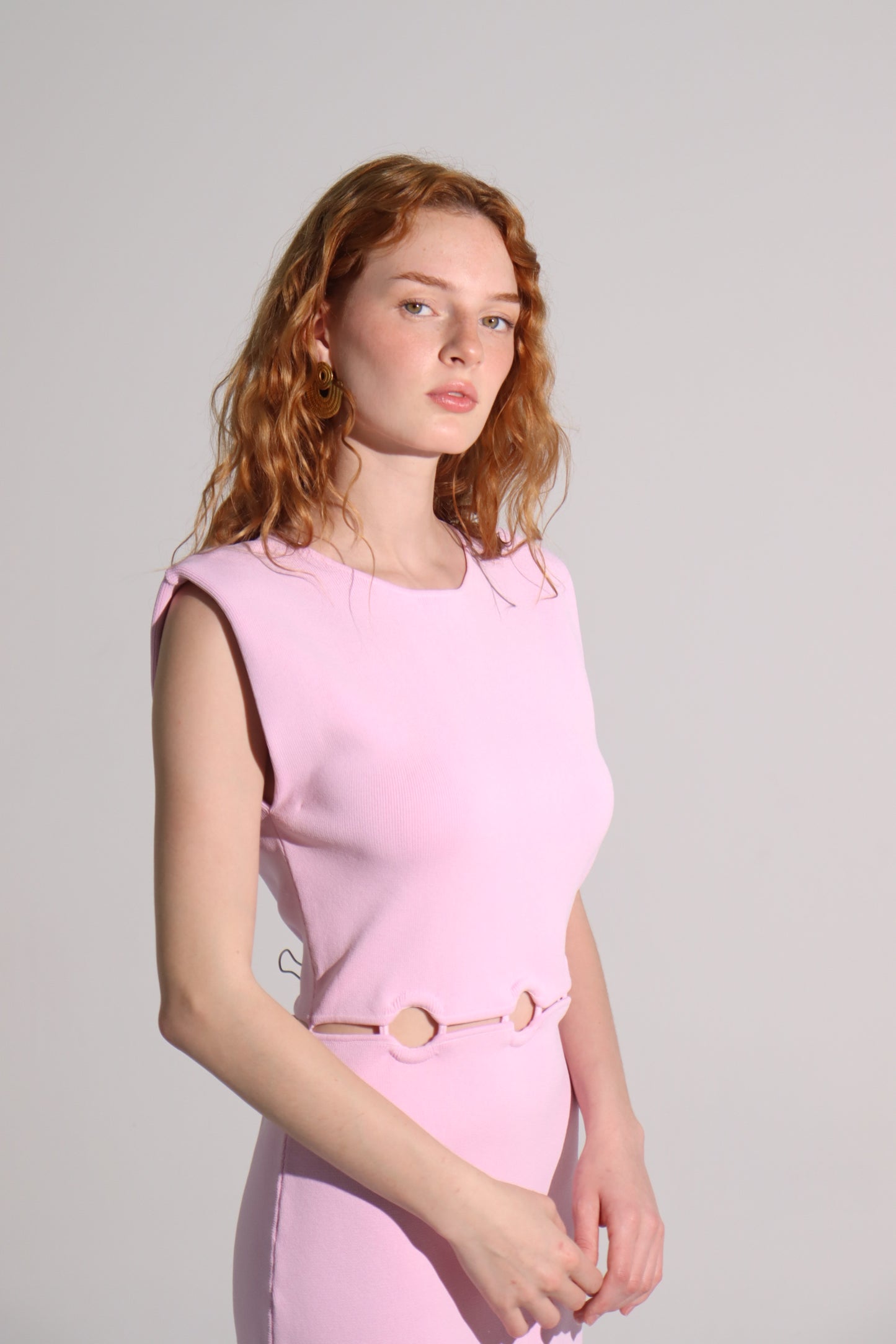 Bubble gum pink knit dress