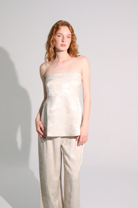 Satin straight pants