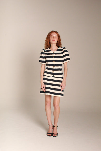 Classic Stripe Blouse — Black & Ivory
