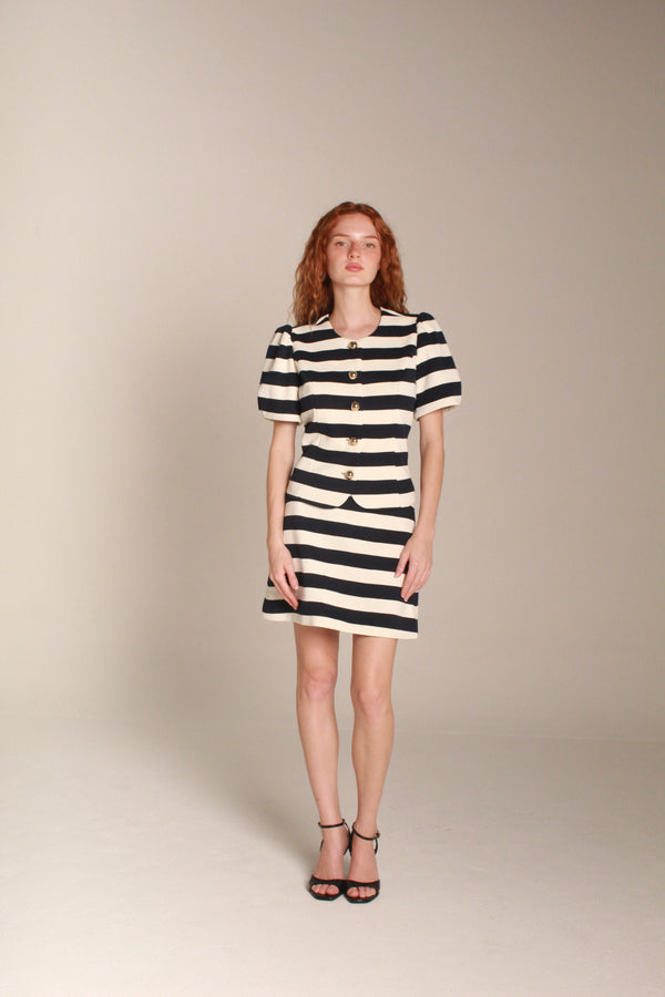 Classic Stripe Blouse — Black & Ivory