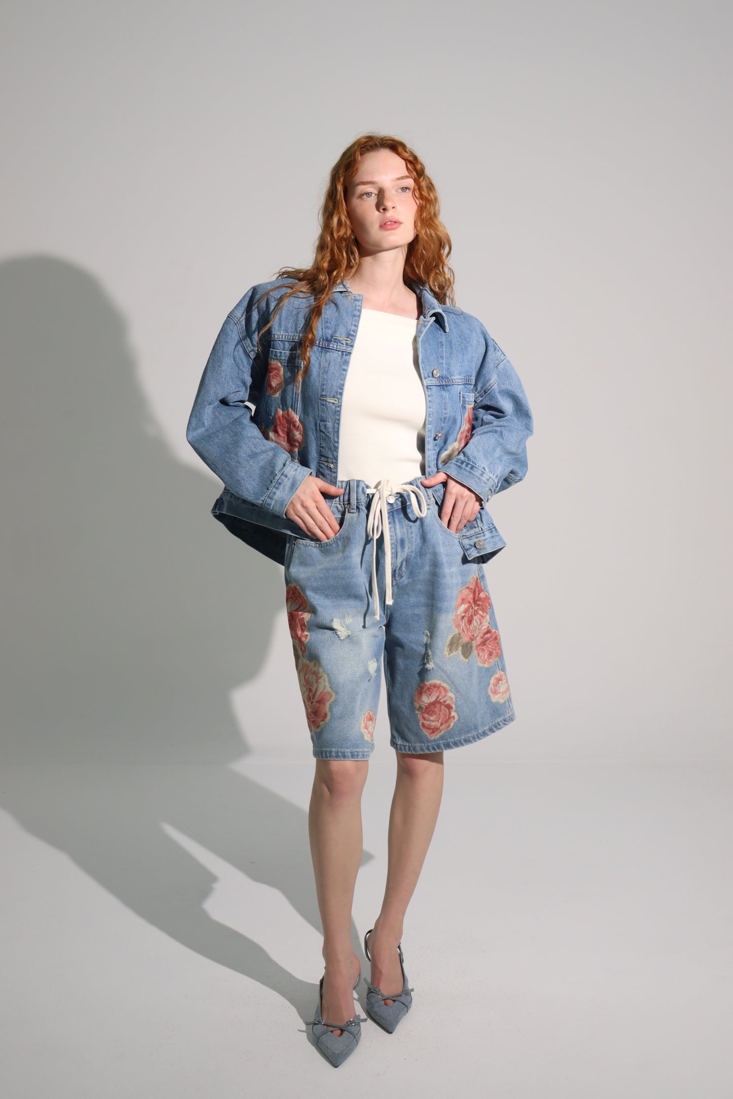Denim Jacket Painted Flowers