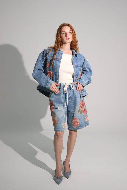 Denim Jacket Painted Flowers