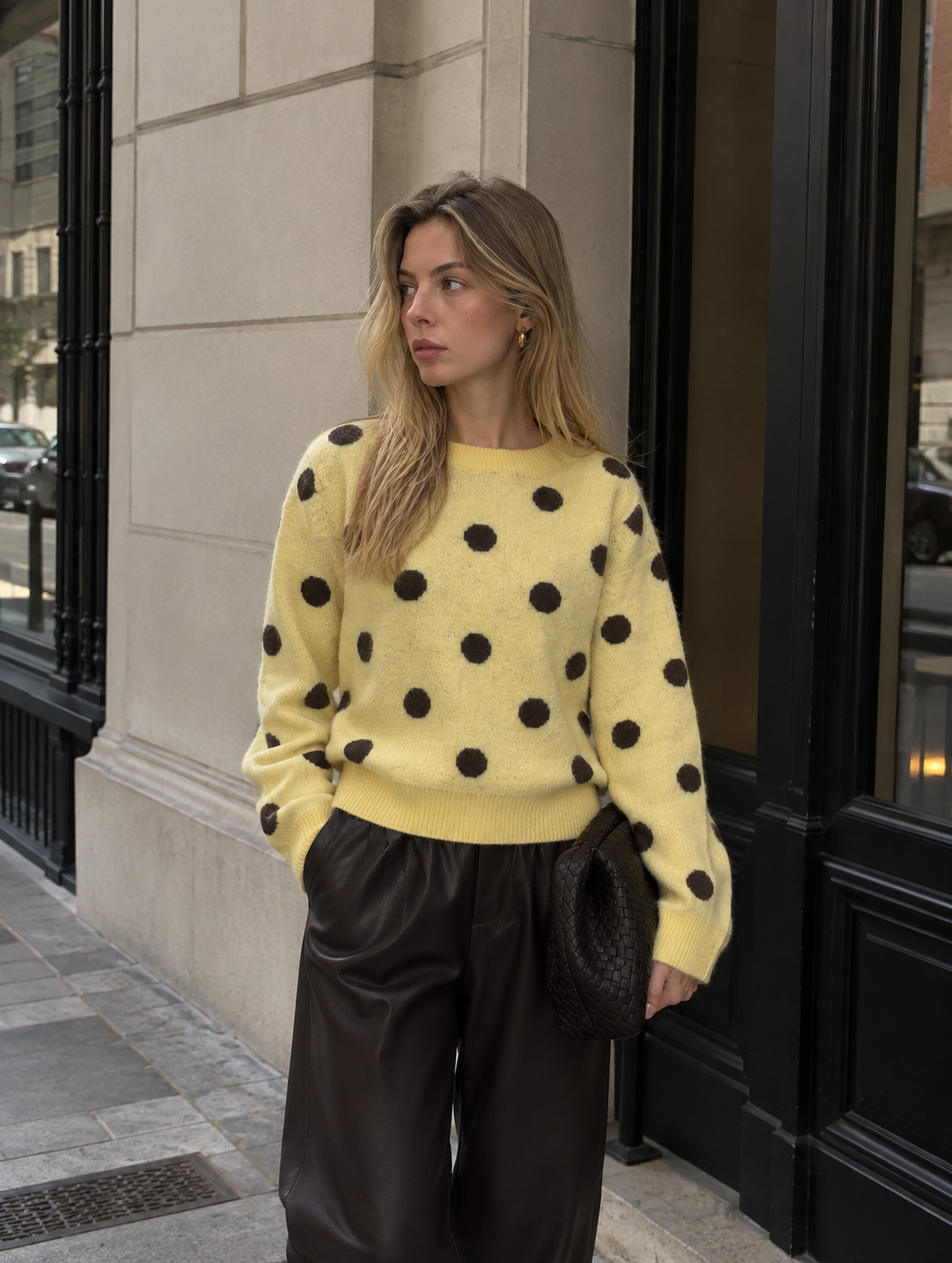 Mila Polka Dot Sweater — Butter Yellow