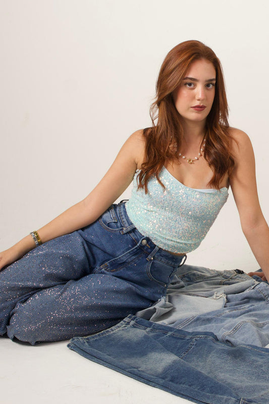 Light Blue Sequin Top