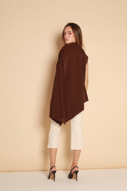 Draped Blouse — Chocolate Brown