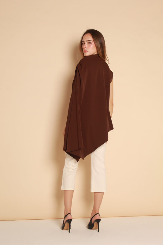Draped Blouse — Chocolate Brown