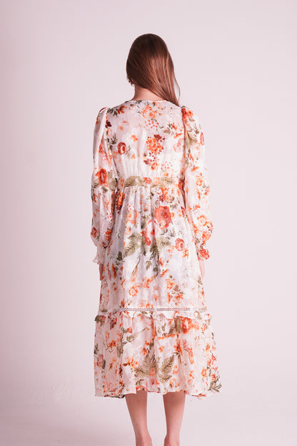 White Overcoat With Copper Print