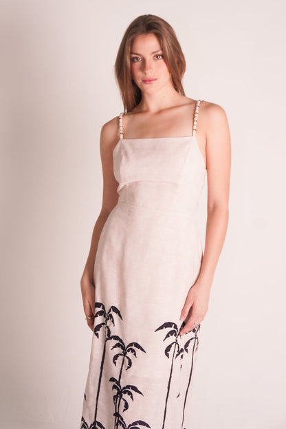 Beige Dress With Palm Trees