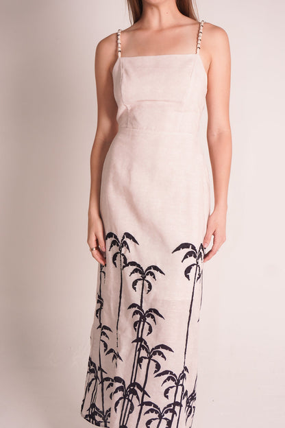 Beige Dress With Palm Trees