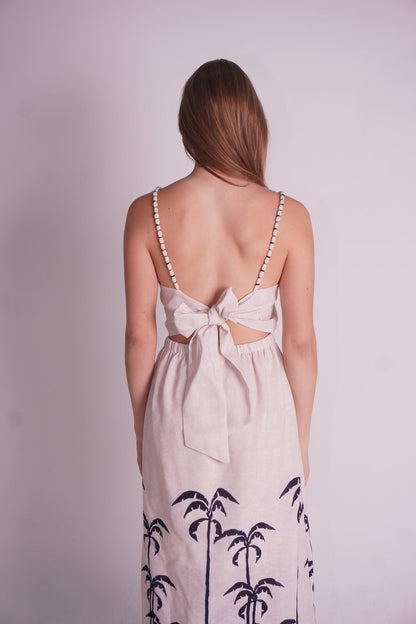 Beige Dress With Palm Trees