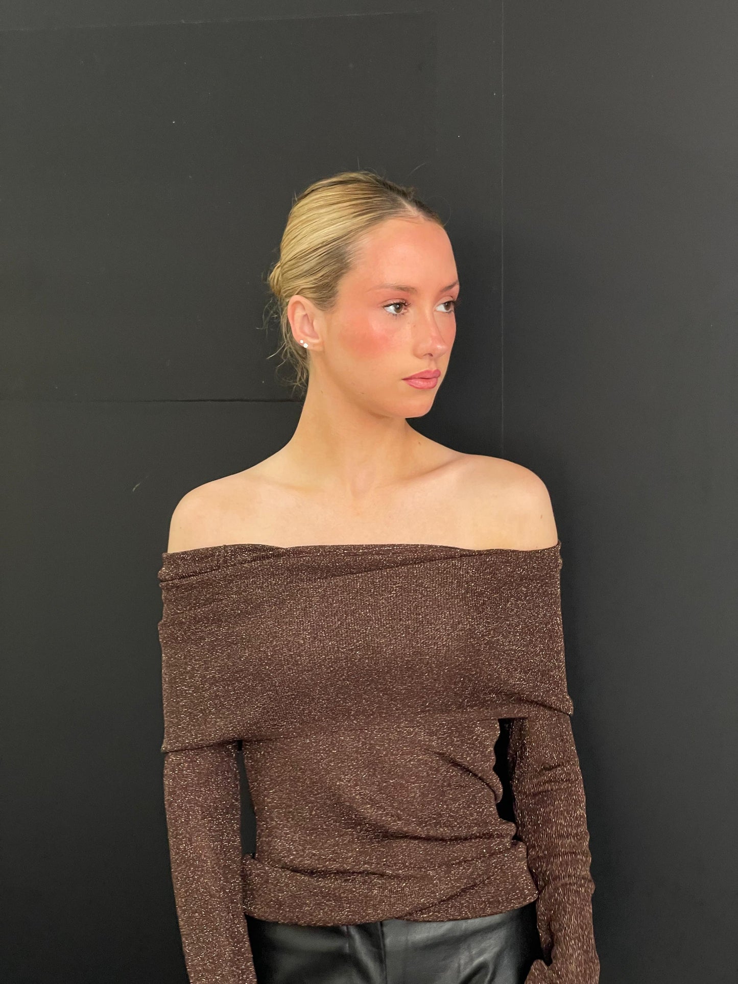 Brown Strapless Sweater