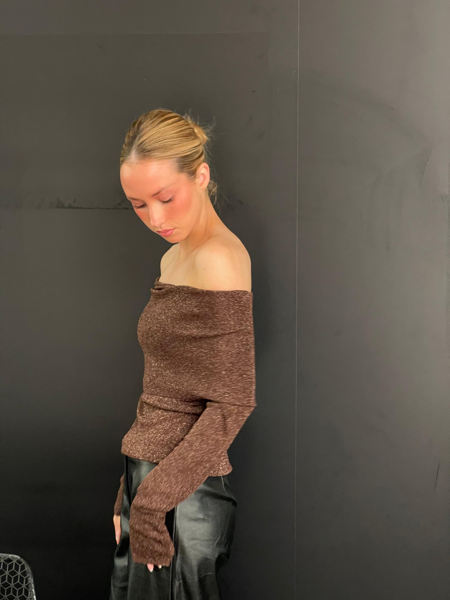 Brown Strapless Sweater