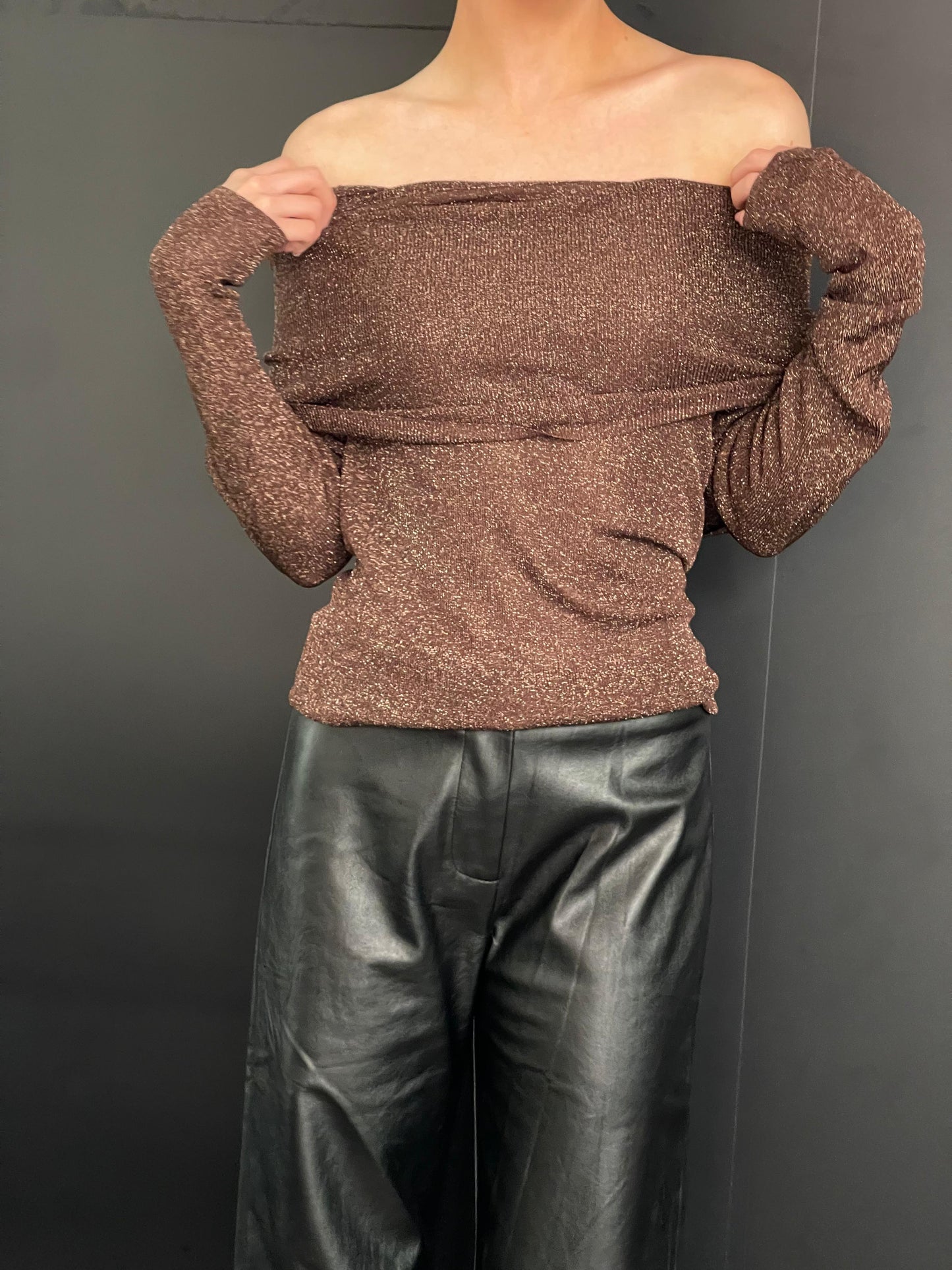 Brown Strapless Sweater