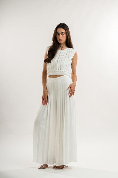 White Pleated Blouse