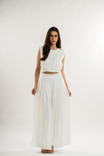 White Pleated Blouse