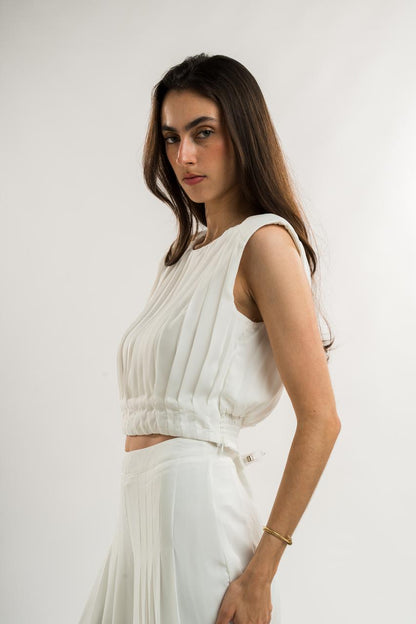 White Pleated Blouse