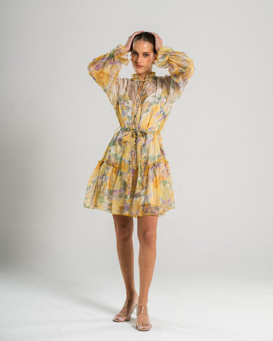 YELLOW CHIFFON DRESS
