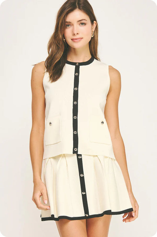 Beige Vest Black Line
