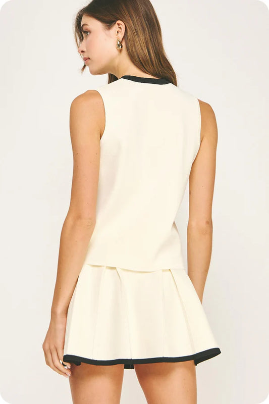 Beige Black Line Skirt