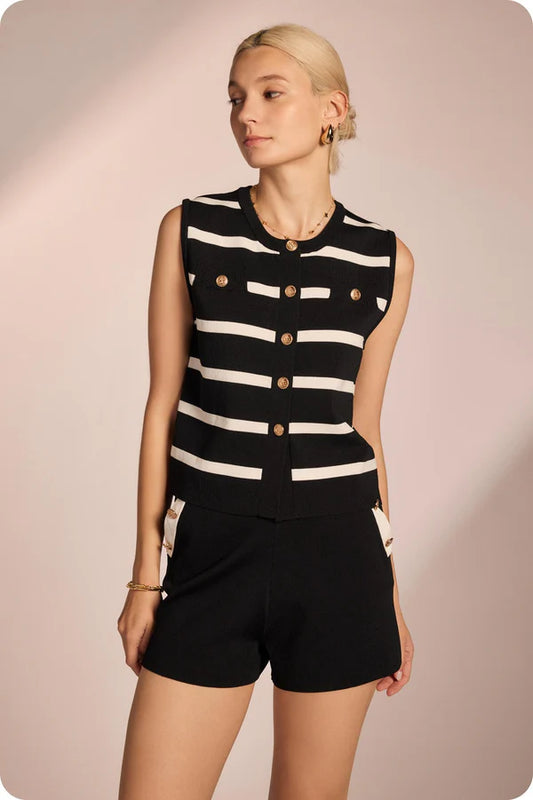 Black Striped Vest