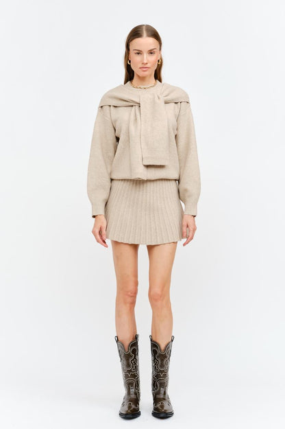 Knit Pleated Mini Skirt