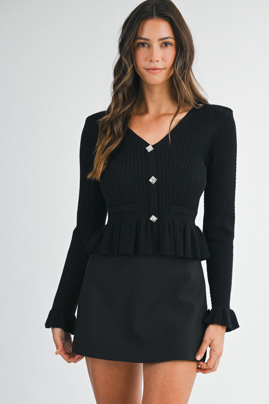 Black Sweater with Ruffle
