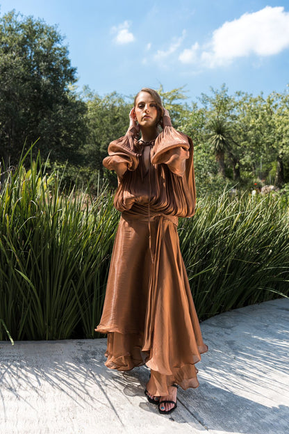 Brown Dress With Ruffles