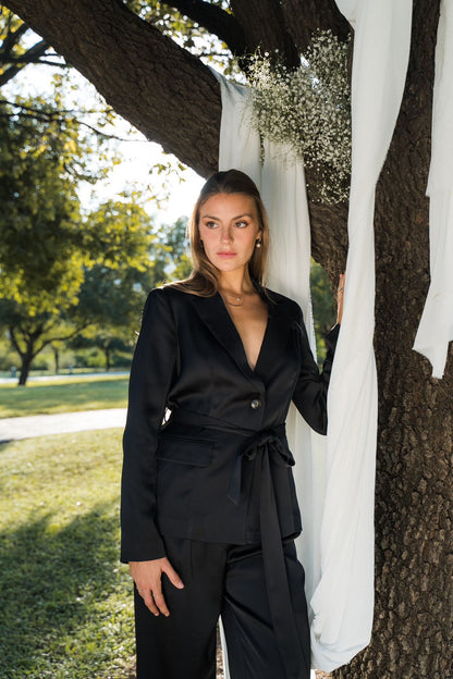 Black Satin Blazer