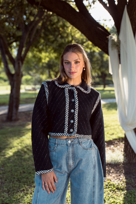 Black Short Tweed Blazer