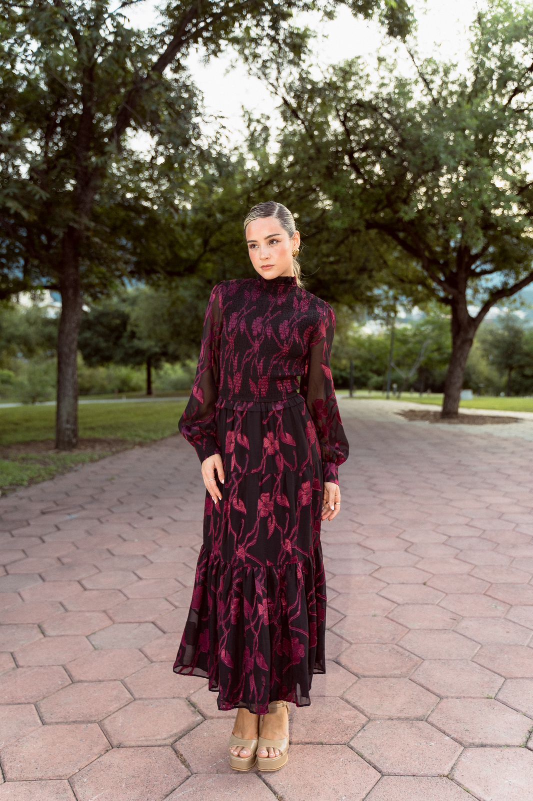 Long Black Dress with Red
