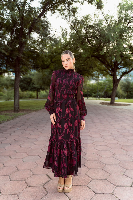 Long Black Dress with Red