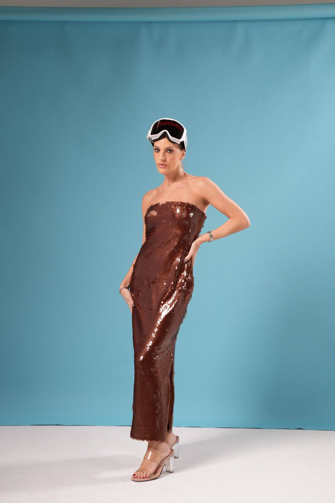 Strapless Brown Sequin Dress