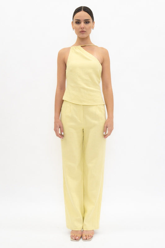 Solea Wide Leg Pants — Lemon Yellow
