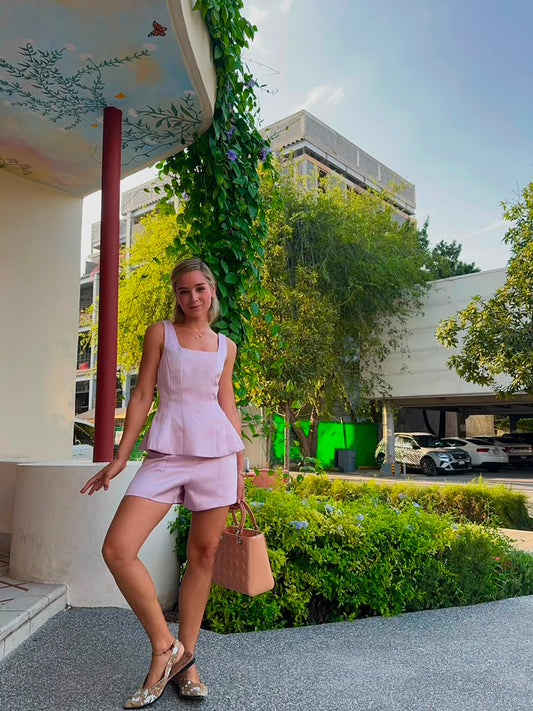 Rosalie Shorts — Soft Pink Tailored