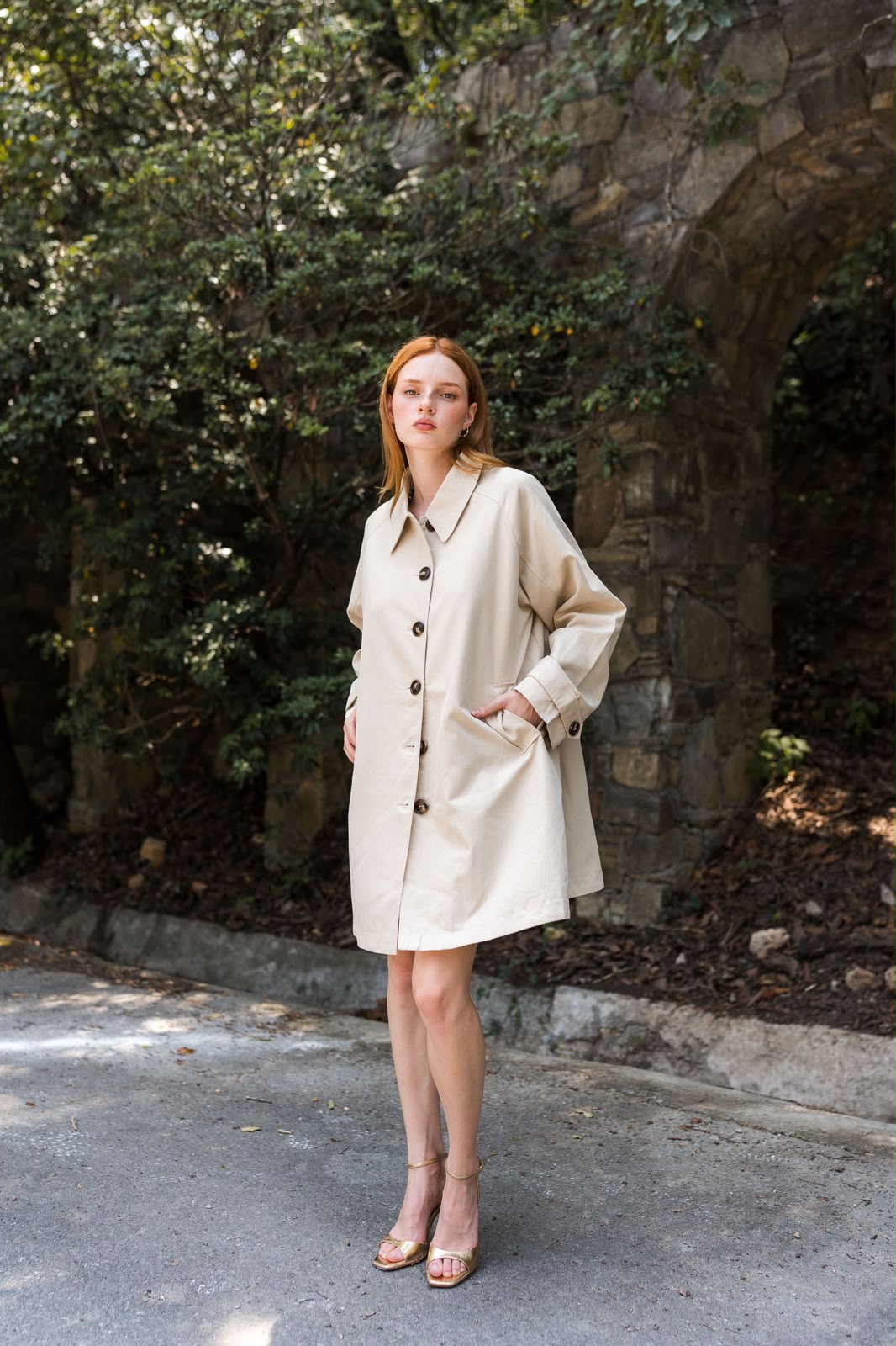 Colette Trench Coat — Ivory Longline