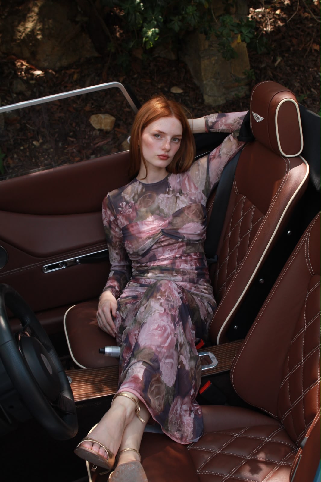 Floral Mesh Dress — Mauve
