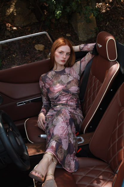 Floral Mesh Dress — Mauve