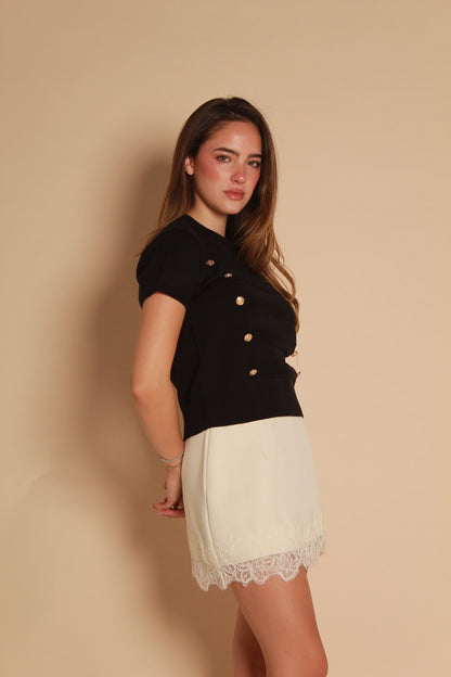 Aurelia Gold Button Knit Top — Napoleon