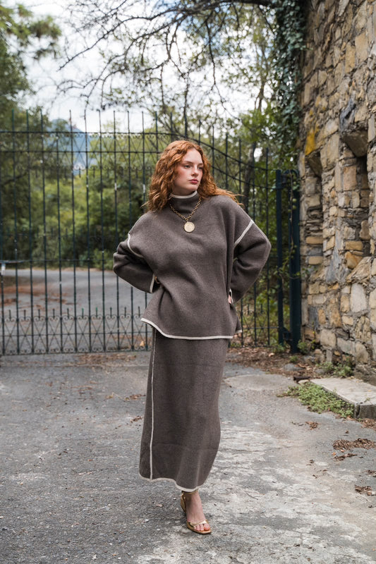 - Colette Knit Maxi Skirt — Taupe