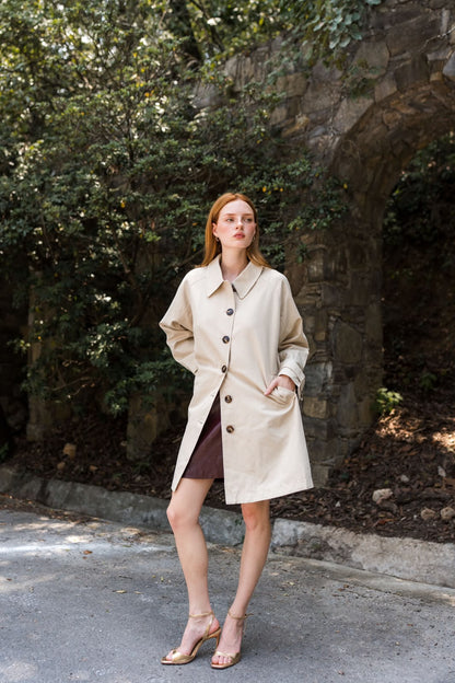 Colette Trench Coat — Ivory Longline