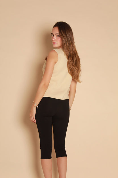 Gold Button Vest — Ivory