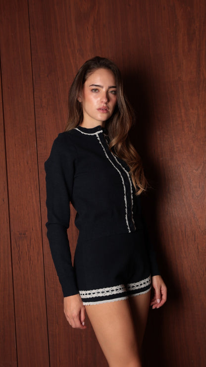 Colette Knit Set — Blue & Ivory
